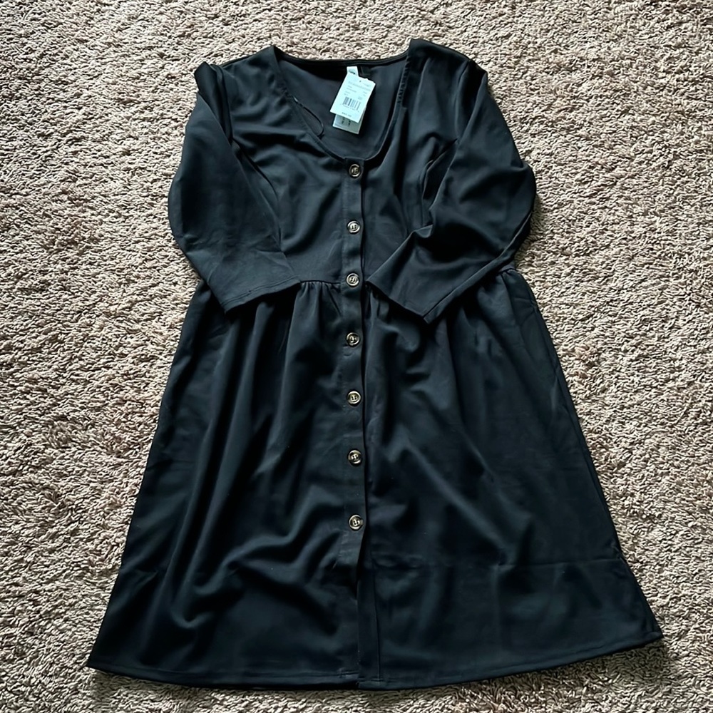 NWT black button down dress